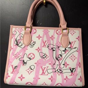 Pink and White Designer inspired Bag